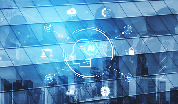 A concept of a global AI ecosystem centered on digital intelligence. Network integrates diverse applications like industrial automation, cloud computing, and fintech for worldwide innovation. Fermion
