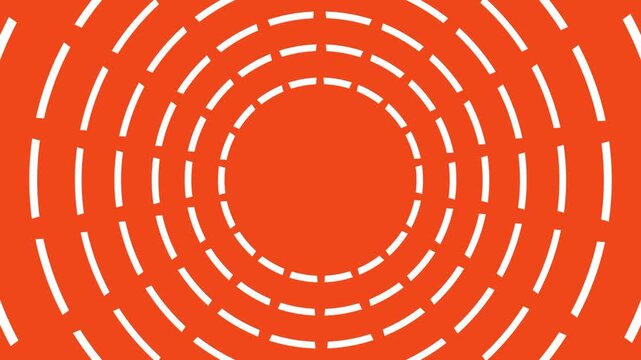 Orange background with white dashed concentric circles radiating outward from a center point, suggesting a signal wave pulse or radar sweep effect