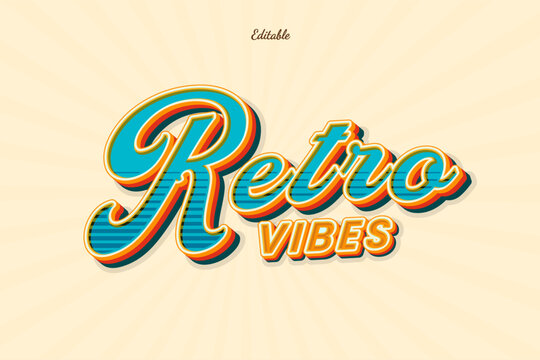Retro Vibes Editable Text Effect Style 3d Retro Vintage Colourful