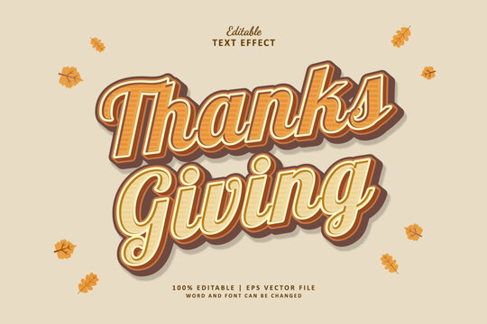 Thanksgiving Editable Text Effect 3d Style Vintage Orange