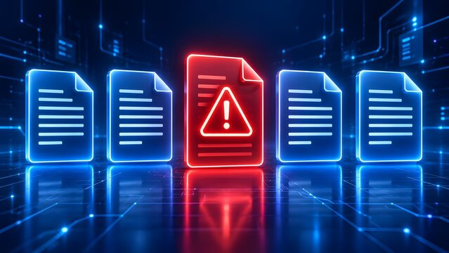 Cyber Security Alert Highlighting Corrupted File and Digital Error Detection