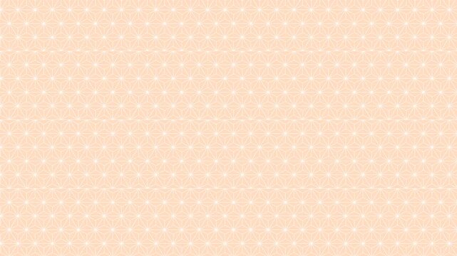 Seamless scrolling peach and orange asanoha pattern, looping animated background for video titles and streams, 4K 58 seconds
