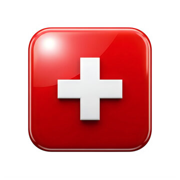 Glossy red medical cross icon