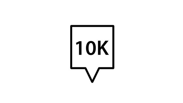 10k achievement, social media notification shows appreciation and support in animated clip