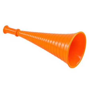 Orange stadium horn vuvuzela isolated on transparent background, fan