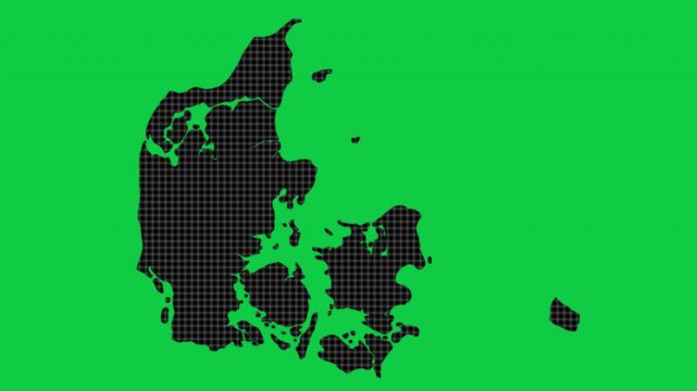 Denmark black cells effect map pop animation green background
