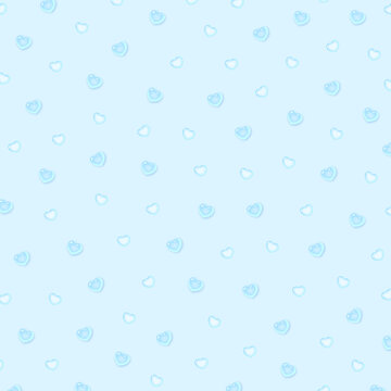 ライトブルーのぷっくりハート柄シームレスパターン背景