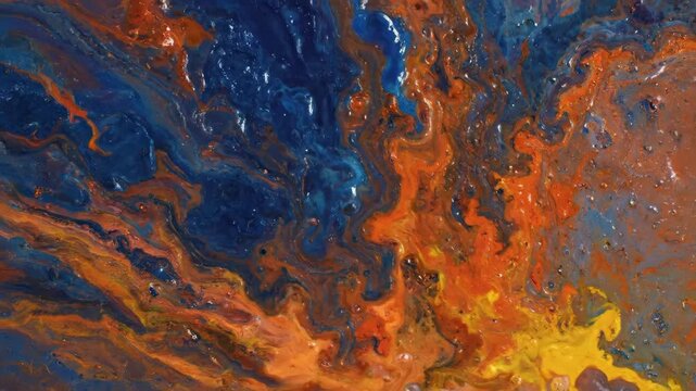 Multicolor fluid pigment mixture, flame flow abstract background