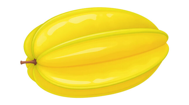 Stylized Flat Design Illustration of a Single Ripe Starfruit