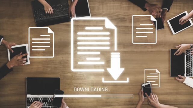 Visual representation of digital document downloading, showing file transfer, data access, and progress status for secure and efficient information retrieval Marrow