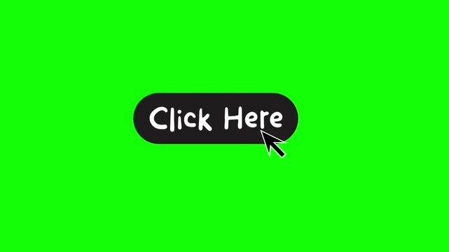 click here button with cursor on green screen video