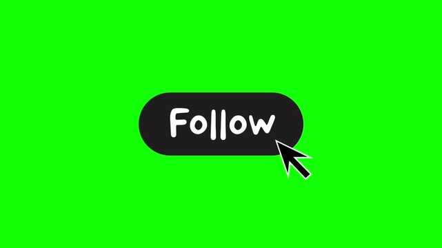click follow button with cursor on green screen video
