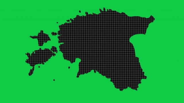 Estonia black cells effect map pop animation green background