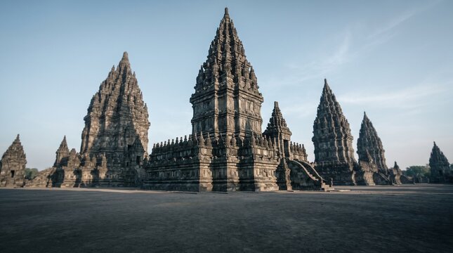 Ancient Hindu Temple Architecture in Prambanan Indonesia