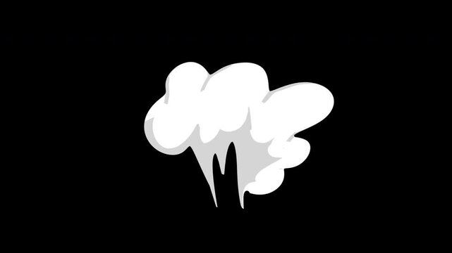Animated smoke 2d cartoon with five color and hand drawn style suitable dust, smoke explosion for movie . alpha channel only 4k