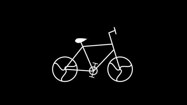 Simple Bicycle icon glyph style design, simple design logotype animation background. bicycle icon animation.