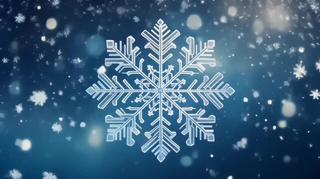 Background with a bokeh effect and dancing snowflakest 4K Generative AI