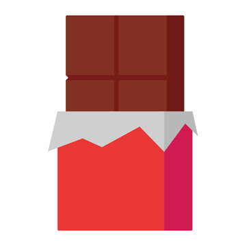 Flat design chocolate bar in a red wrapper, isolated on a transparent background