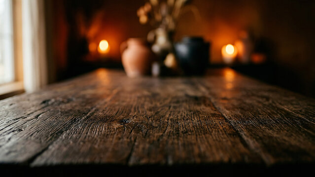 Pale Limewashed Wood Table As Clean Stage