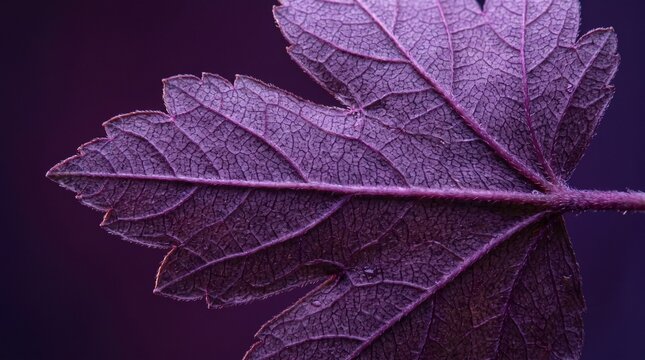 Violet Purple Leaf With Detailed Natural Veins