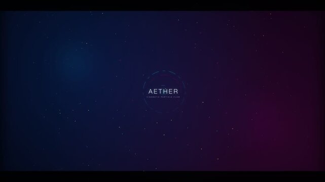 A minimalist cosmic background with a blue to purple gradient and scattered white dots, featuring the word 'AETHER' in the center.