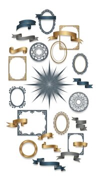 Decorative Frames Banners and Ornaments Collection.