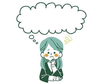 悩んでいる女性と吹き出し