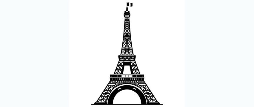 Eiffel Tower silhouette vector icon isolated on white background, Paris travel landmark design