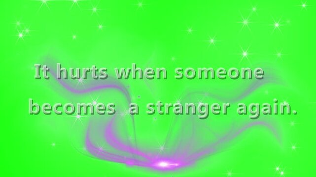 Inspirational quote with glowing purple energy wave and sparkling stars on a chroma key green background overlay.