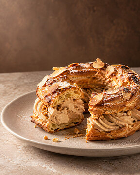 French Paris Brest Choux Pastry with Hazelnut Praline Cream