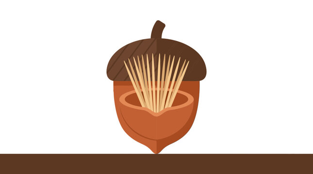 Acorn with Toothpicks Isolated Transparent Background