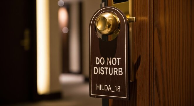 Do Not Disturb Sign on Hotel Room Door.