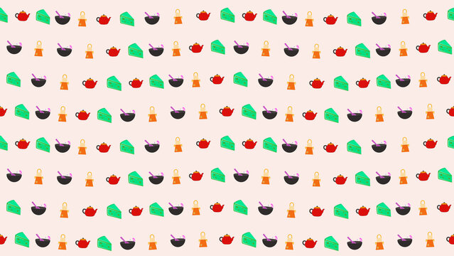 Seamless pattern of kitchen icons
