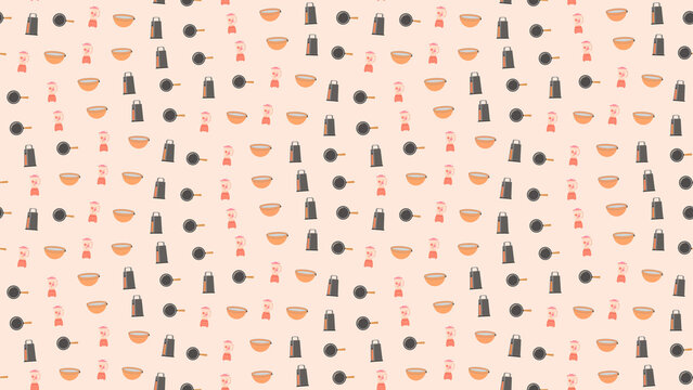 Seamless Pattern of Kitchen Utensils