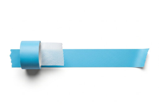 Blue tape roll with dispenser partially used