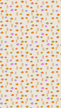 Seamless pattern of teapots and milk cartons