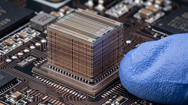 Advanced 3D Chiplet Stack on Printed Circuit Board for High Performance Computing Chip and microchip production chain.