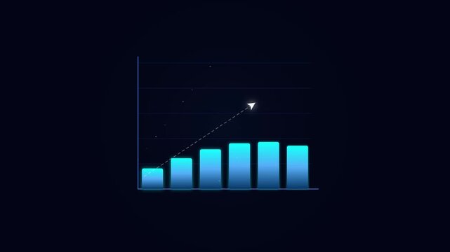 Animated rising bar chart showing business growth and success