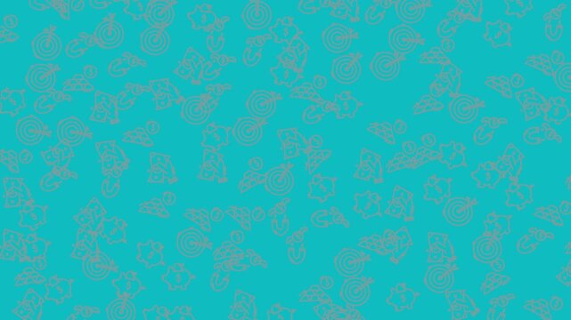 Blue background with small gray outlined shapes. Ideal for wallpaper, packaging design, textiles, and modern graphic projects. Suitable for web banners.