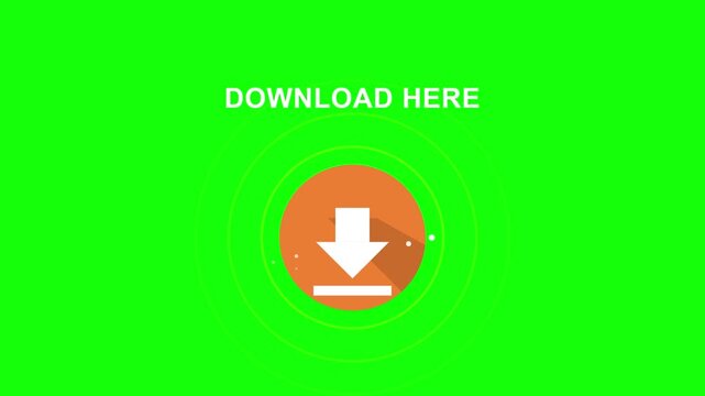 Download Here Button Animation with Green Screen Background