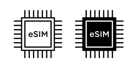Obraz premium ESIM icon flat outline in black