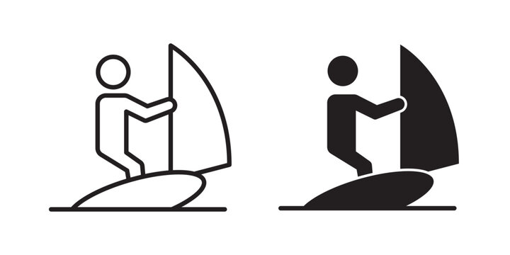Windsurf icon flat outline in black