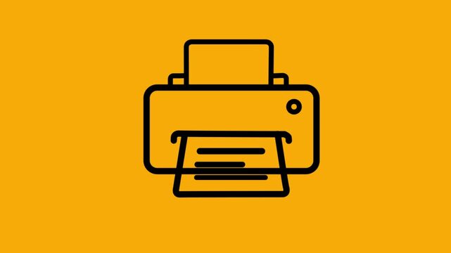 Minimalist office printer vector icon on orange background