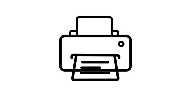 Minimalist computer printer line icon isolated on white background