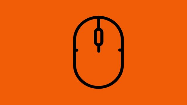 Minimalist computer mouse line icon on bright yellow background