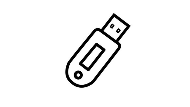 Minimalist USB flash drive line icon isolated on white background