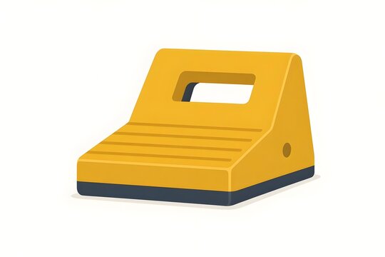 Vehicle wheel chock block flat vector illustration automotive tire stopper safety tool isolated on white background
