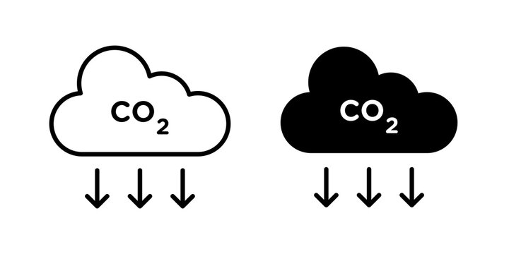 carbon reduction icon flat outline in black