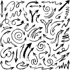 Fototapeta premium Large set of handdrawn sketch style arrows