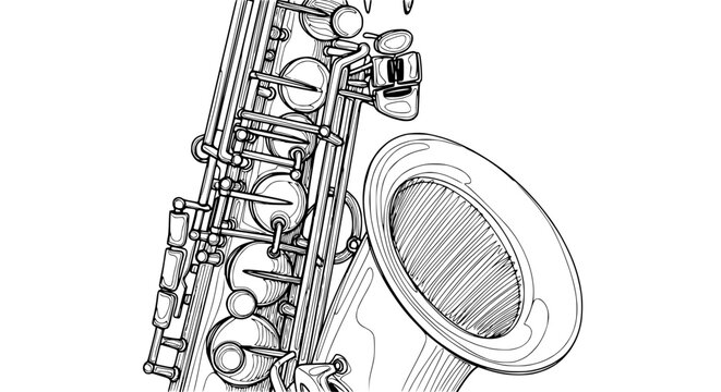 Sketchy Saxophone Illustration - Isolated Musical Instrument Drawing
